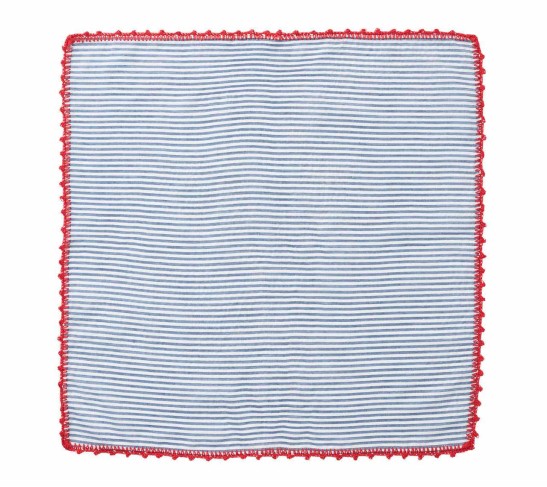 Seersucker Napkin in Navy & Red, Set of 4