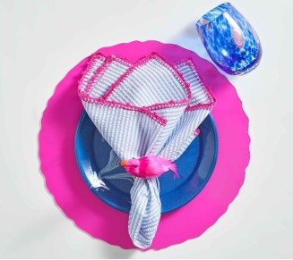 Seersucker Napkin in Periwinkle & Pink, Set of 4