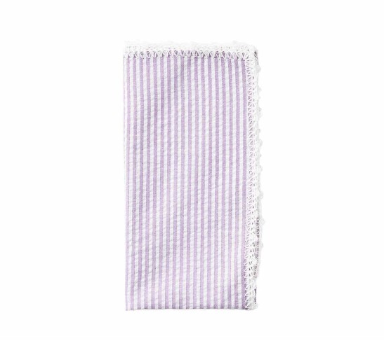 Seersucker Napkin in Lilac & White, Set of 4
