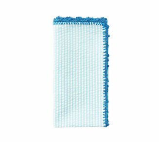 Seersucker Napkin in Seafoam & Blue, Set of 4