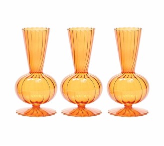 Tess Bud Vase in Amber, Set of 3 in a Box