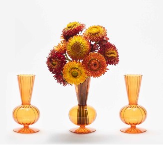 Tess Bud Vase in Amber, Set of 3 in a Box