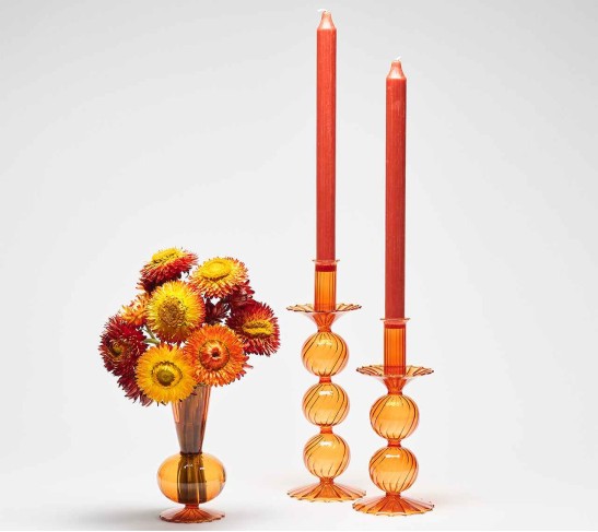 Tess Bud Vase in Amber, Set of 3 in a Box
