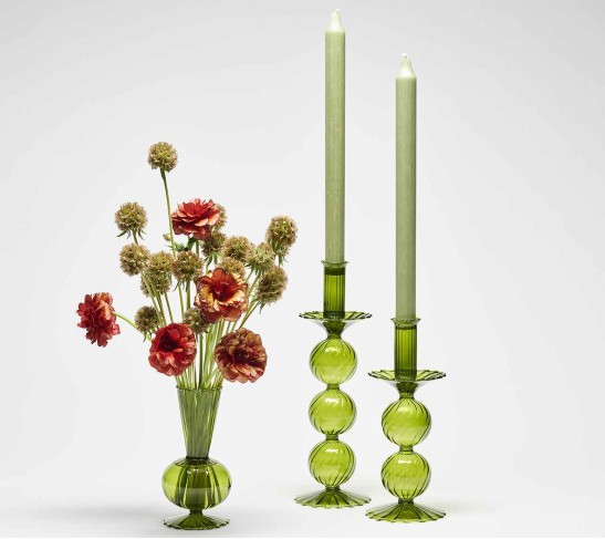 Tess Bud Vase in Olive, Set of 3 in a Box