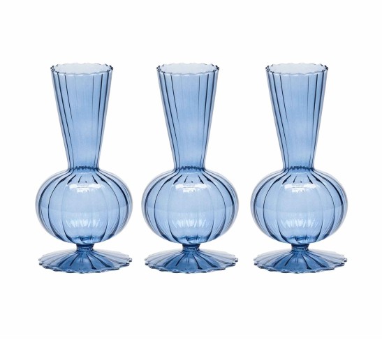 Tess Bud Vase in Cadet, Set of 3 in a Box
