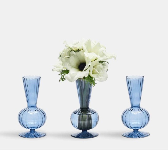 Tess Bud Vase in Cadet, Set of 3 in a Box