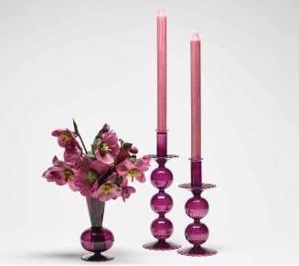 Iris Tall Candle Holder in Plum, Set of 2 in a Box