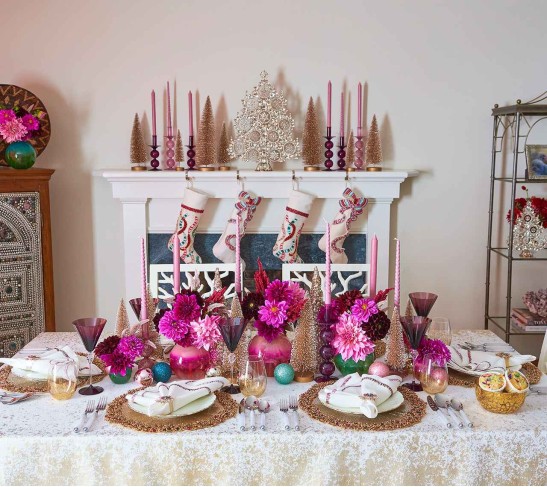Iris Tall Candle Holder in Plum, Set of 2 in a Box