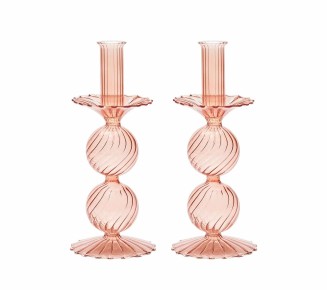Bella Short Candle Holders in Blush, Set of 2 in a Box