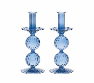 Bella Short Candle Holder in Cadet, Set of 2 in a Box