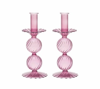 Bella Short Candle Holder in Lavender, Set of 2 in a Box