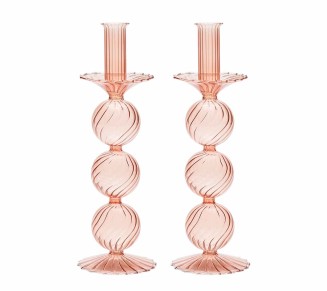 Iris Tall Candle Holder in Blush, Set of 2 in a Box