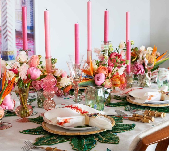 Iris Tall Candle Holder in Blush, Set of 2 in a Box