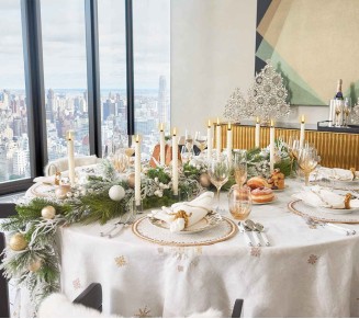 Fez Tablecloth in White, Gold & Silver