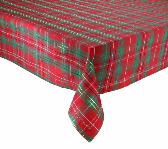 Xmas Plaid Tablecloth in Red, Green & Gold