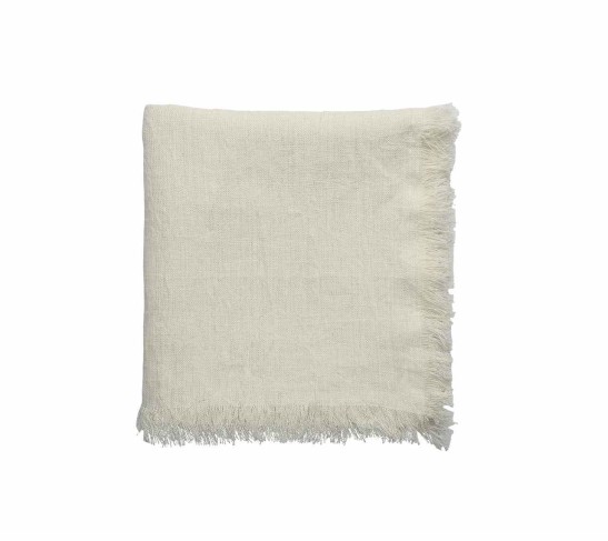 Fringe Tablecloth in White & Silver