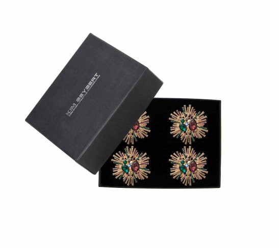 Bijoux Napkin Ring in Multi, Set of 4 in a Gift Box