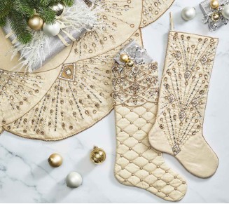 Deco Tree Skirt in Champagne & Crystal