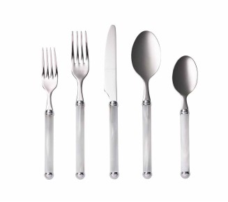 Mirage 5-Piece Place Setting in White & Silver