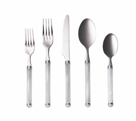 Mirage 5-Piece Place Setting in White & Silver