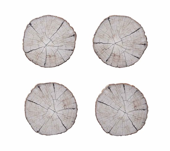 Birch Coasters in Ivory & Natural, Set of 4 in a Gift Box