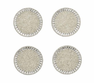 Bevel Coasters in Silver & Crystal, Set of 4 in a Gift Bag