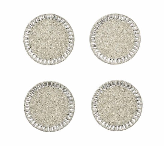 Bevel Coasters in Silver & Crystal, Set of 4 in a Gift Bag