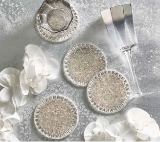 Bevel Coasters in Silver & Crystal, Set of 4 in a Gift Bag