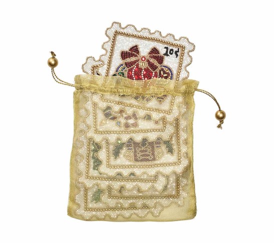 Xmas Stamps Coasters in Multi, Set of 6 in a Gift Bag