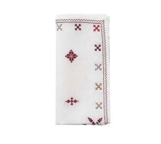 Fez Napkin in White, Red & Gold, Set of 4