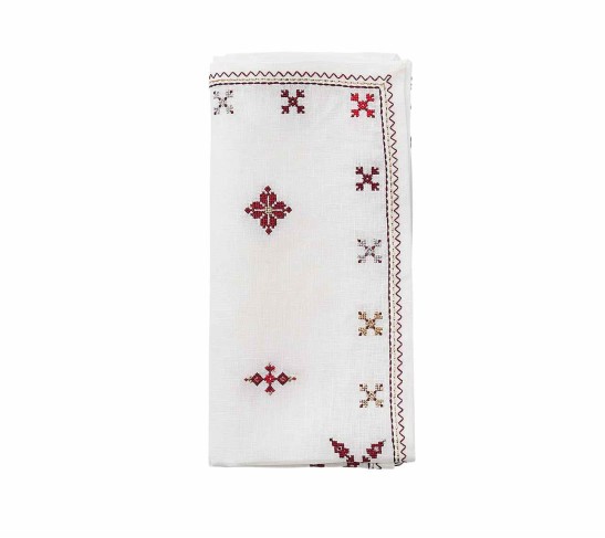 Fez Napkin in White, Red & Gold, Set of 4