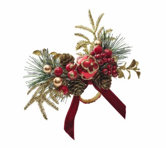 Xmas Cheer Napkin Ring in Red, Green & Gold, Set of 4