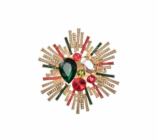 Bijoux Napkin Ring in Red, Green & Gold, Set of 4 in a Gift Box