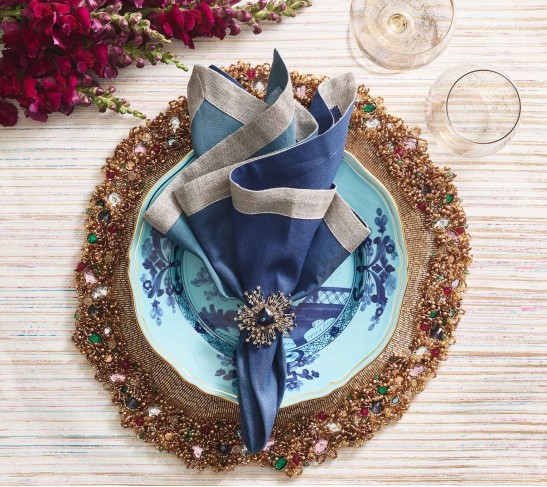 Ornate Placemat in Gold & Multi, Set of 2