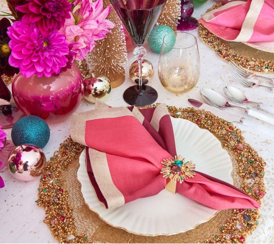 Ornate Placemat in Gold & Multi, Set of 2