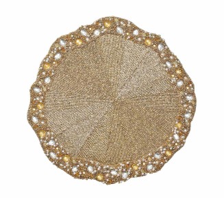 Ornate Placemat in Champagne & Crystal, Set of 2