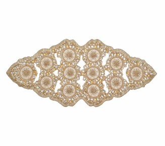Ornate Table Runner in Champagne & Crystal