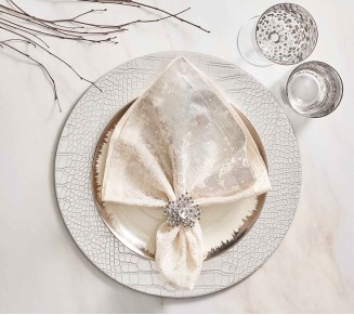 Gem Burst Napkin Ring in Crystal & Silver, Set of 4 in a Gift Box