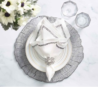 Filament Napkin in White, Silver & Gunmetal, Set of 4