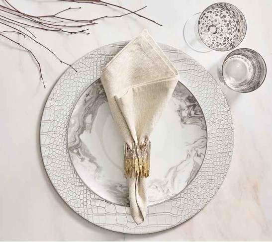 Croco Placemat in Silver, Set of 4