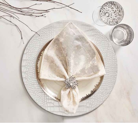Croco Placemat in Silver, Set of 4