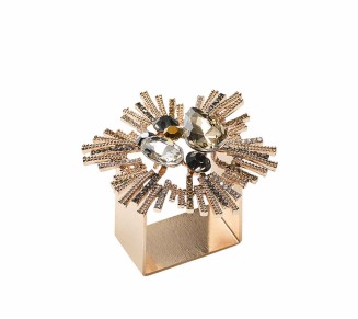 Bijoux Napkin Ring in Champagne & Crystal, Set of 4 in a Gift Box