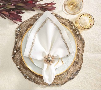 Bijoux Napkin Ring in Champagne & Crystal, Set of 4 in a Gift Box