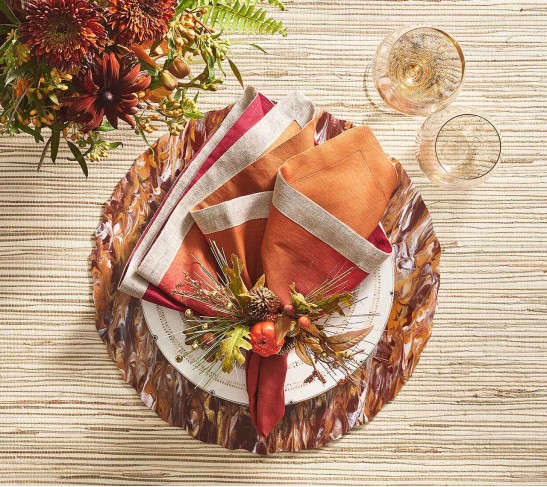Harvest Napkin Ring in Brown & Orange, Set of 4