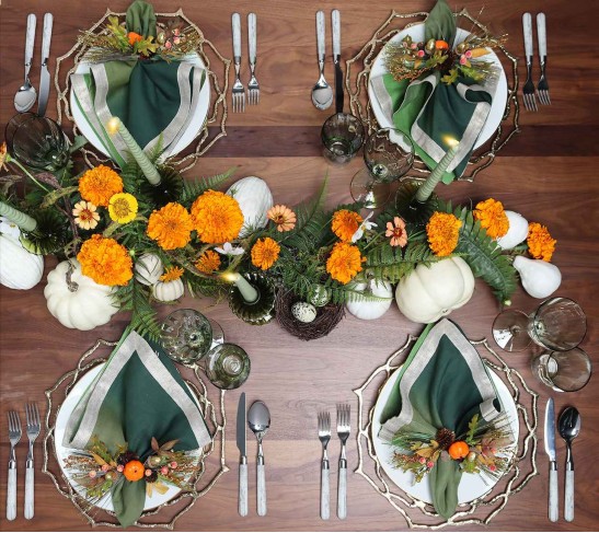 Harvest Napkin Ring in Brown & Orange, Set of 4