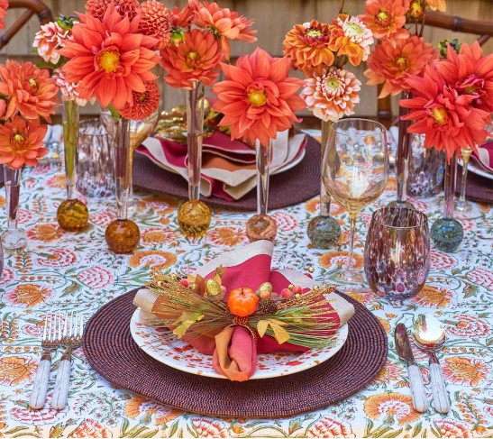 Harvest Napkin Ring in Brown & Orange, Set of 4