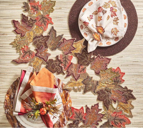 Harvest Napkin Ring in Brown & Orange, Set of 4