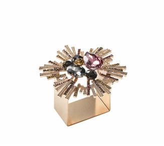 Bijoux Napkin Ring in Plum & Gold, Set of 4 in a Gift Box