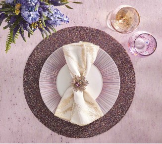 Bijoux Napkin Ring in Plum & Gold, Set of 4 in a Gift Box