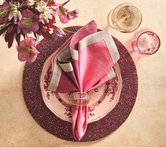 Vermicelli Placemat in Berry & Gold, Set of 4